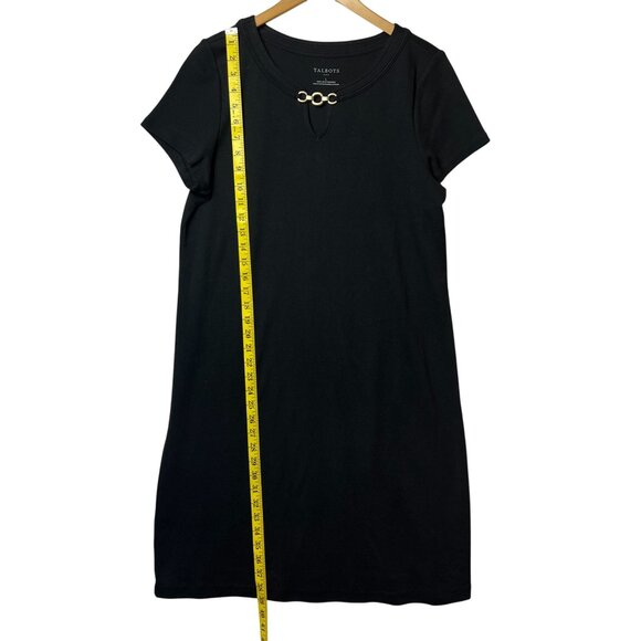 Talbots Black Short-Sleeve Dress With Gold Chain Detail At Neckline - Picture 7 of 10